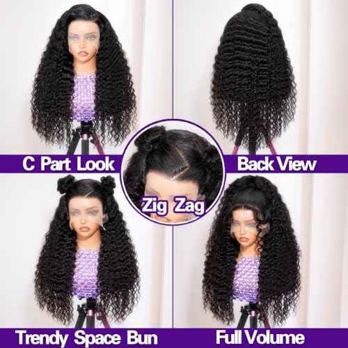 Deep Wave 13x6 Hd Lace Front Wig 250 Density Deep Wave Wig 20 Inch, Pre Plucked,Giving Realistic Look,Seamless Hairline For An Effortless Slay on Vacation