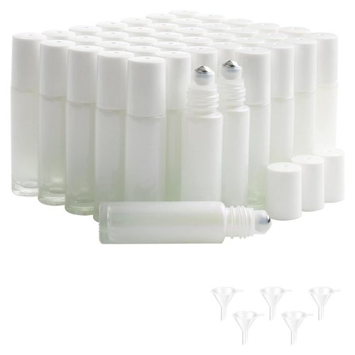 JIUWU 42pcs Rollerball Perfume Bottles For Essential Oils 0.3oz Glass Bottle for Oil 10ml Pperfume Roller Bottles for Skin Lotion, Massage Oils