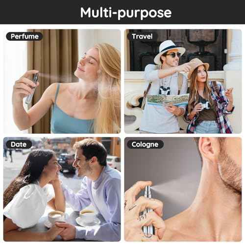 Segbeauty 10pcs Refillable Colorful Travel Perfume Bottle, 10ML Multi-color Empty Glass Atomizer, 0.34oz Portable Sprayer