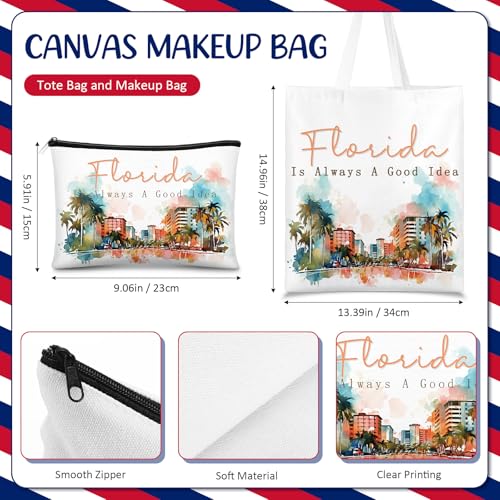 Reginary 6 Pcs City Souvenirs Gifts New York Italy Chicago Seattle Los Angeles Souvenir Canvas Tote Bag Cosmetic Bag Women