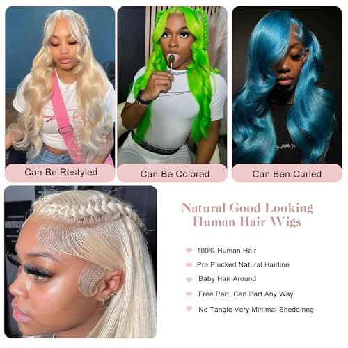 Myecool 613 Lace Front Wig Human Hair 13x4 HD Transparent Straight 150% Density Blonde Lace Frontal Human Hair Wigs Pre Plucked With Baby Hair for Women(26Inch, Blonde)