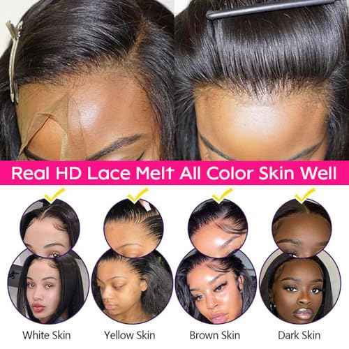 13x6 Skinlike Real HD Lace Frontal Only Human Hair,0.10mm Ultra-thin Invisible Swiss HD Lace Front Human Hair,Pre Plucked Invisible Small Knots, Silky Straight 13x6 Frontal Closure 20 Inch