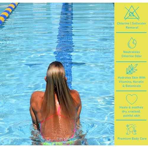 TRISWIM Chlorine Removal Body Wash 32 Fl Oz | Removes Chlorine, Bromine, Hard Water Minerals & Saltwater | Hydrates & Restores Skin | Zen Lime + Mango Scent