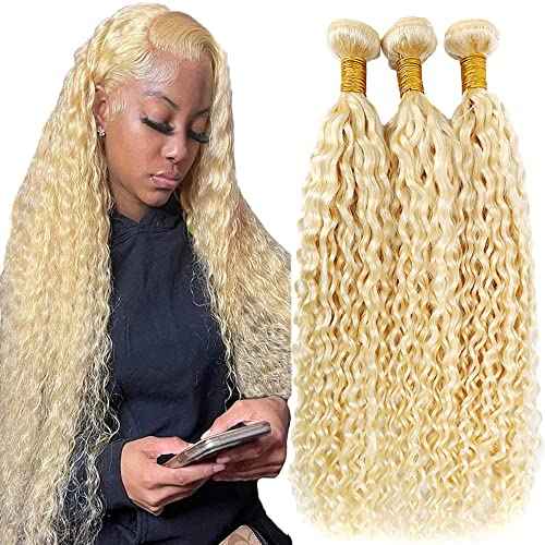 Condescension Human Hair Bundles Blonde 613 Jerry Curly 26 28 30 Inch Bundles Human Hair 100% Unprocessed Blonde Soft Sewn In Hair with Double Weft for Black Women