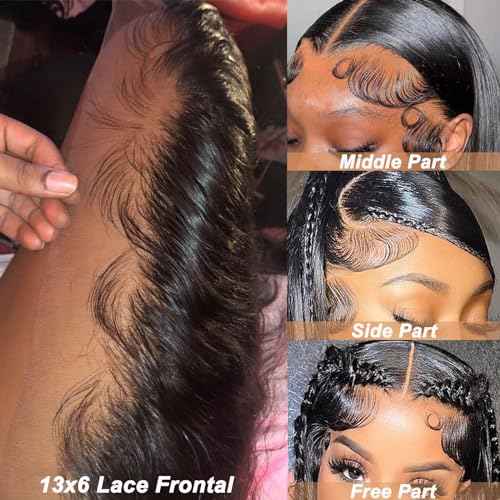 beauty youth 13x6 Lace Frontal with Baby Hair 16inch Transpent HD Transpare Frontal Pre Plucked 12A Lace Closure Free Part Brazilian Virgin Human Hair Lace Frontal with Bangs 180% Density