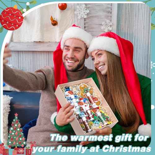 Henoyso 150 Pcs Christmas Favors 5 Styles Lip Balm Bulk Moisturizing Lip Balms Acrylic Keychains with Organza Bags for Xmas Holiday Treat Gifts Women Christmas Stocking Stuffers Party Supplies