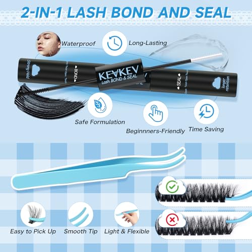 Lash Extension Kit 280pcs Volume Lash Clusters 100D+200D Lash Clusters Kit 10-18mm Individual Lashes Kit With Lash Bond And Seal£¬Lash Tweezers Thick Lash Extension Kit DIY At Home(0.05D,100D+200D)