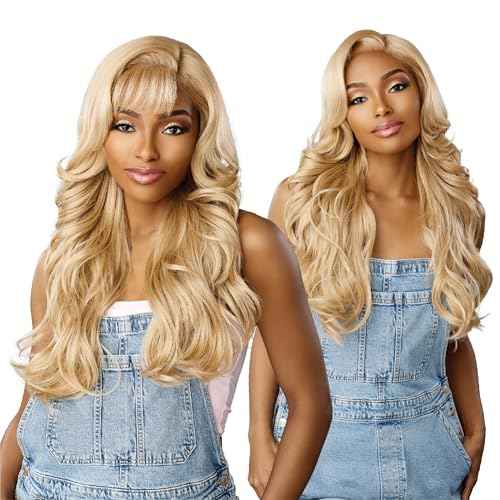 Sensationnel Butta Lace 90Sbangs Wigs - Unit 902 Glueless Wide Deep Part Synthetic Preplucked Hairline (1B OFFBLACK)