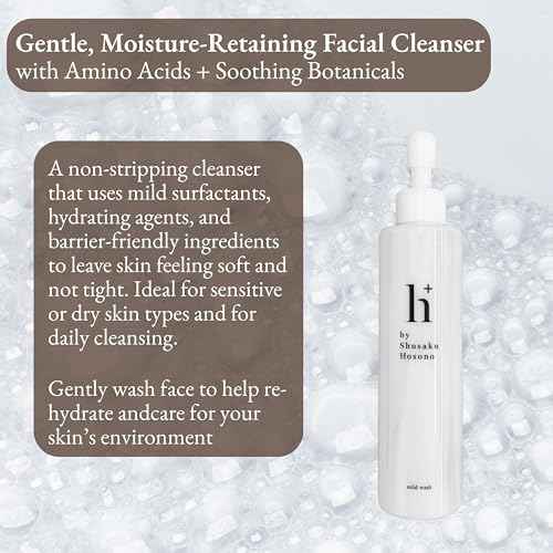 NKG h+ Mild Wash ? Gentle Japanese Gel Cleanser for Sensitive Skin ? Developed by Japanese Dermatalogist ? Fragrance-Free, pH-Balanced Face Wash, 200mL