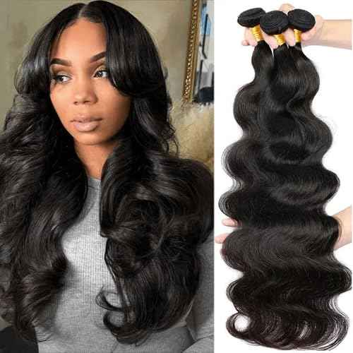 PERISMODA Body Wave Bundles Human Hair 20 20 20 Inch 1PC 100% Human Hair Bundles Unprocessed Brazilian Virgin Hair Bundle 12A Body Wave Human Hair Extensions Natural Black