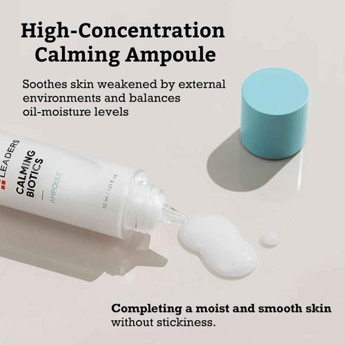 LEADERS Cosmetics Calming Biotics Ampoule - 30ml/1.01 Fl Oz Soothing and Deep Hydrating for Sensitive Skin Reinforces Skin Barrier