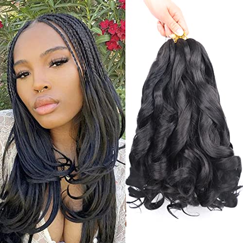 French Curly Braiding Hair 16 Inch 8 Packs Curly Braiding Hair French Curl Crochet Braids Micro Braiding Hair Bouncy Crochet Hair Pre Stretched with Curly Ends Hair Extensions(16 Inch/Pack of 8, 4#)