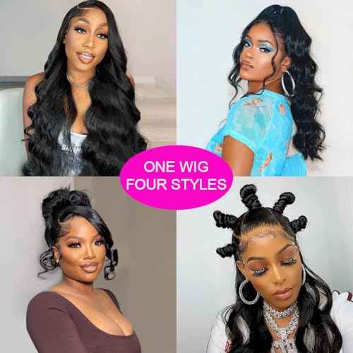Ossilee Body Wave Glueless 360 Lace Front Wigs Human Hair Hidden Strap Pre Cut Lace Pre Bleached Knots Pre Plucked 360 Wigs for Black Women 200% Density HD Lace Front Wigs 16 Inch