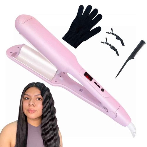 Deep Hair Waver, Crimper for Curling Hair, Ceramic Heating Rod, Tames Frizzy Hair