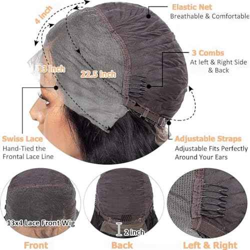 Body Wave Wigs Human Hair 180% Density 13x4 HD Lace Front Wigs Human Hair Pre Plucked Body Wave Glueless Wigs Human Hair Lace Frontal Wigs for Women 22 Inch