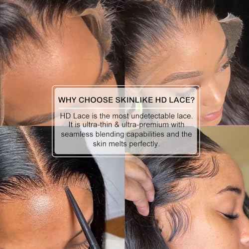 SKINLIKE Real HD Lace Frontal Human Hair Pre Plucked Natural Hairline Invisible Closure Ultra Thin Swiss HD Lace Bleach Knots Closure Human Hair with Baby Hair (5x5 Hd Straight, 14 inch)