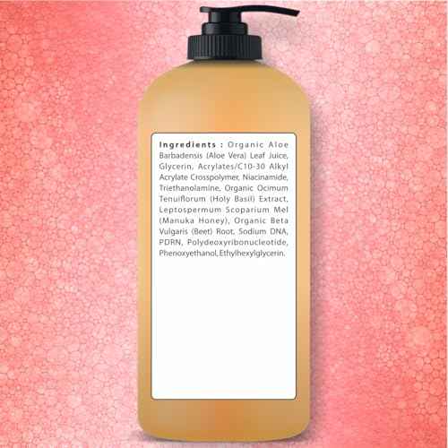 Being Naturals Aloe vera Gel - from 100% Pure Organic Aloe- Natural Raw Moisturizer for Face, Body, Hair. Perfect for Sunburn, Acne, Razor Bumps 16.9 fl oz (Salmon DNA + Niacinamide)