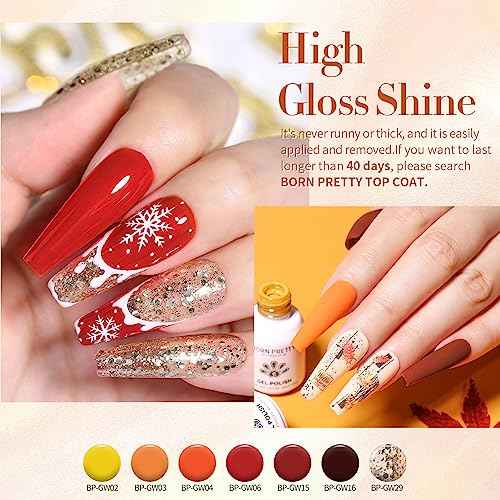 Born Pretty Fall Winter Gel Nail Polish Set Autumn Gel Polish Orange Pumpkin Cozy Campfire Brown Caramel Burgundy Wine Red Green Coffee Gel Nail Polish Fall Colors Collection 39PCS