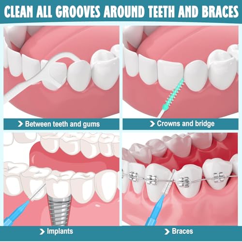 Lezmarket 450PCS Interdental Brushes and Flosser Picks Kit, Braces Brushes, Soft Picks and Dental Floss Sticks for Teeth, Braces Cleaner Brush Tooth Floss Pick Between Teeth Brushes for Braces