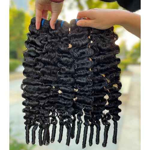 Lemoda Burmese Curly Bundles Human Hair 16 16 16 Inch 100% Unprocessed Virgin Weave 3 Bundles Real Human Hair Extensions 14A Raw Burmese Curly Human Hair Bundles for Black Women Natural Black