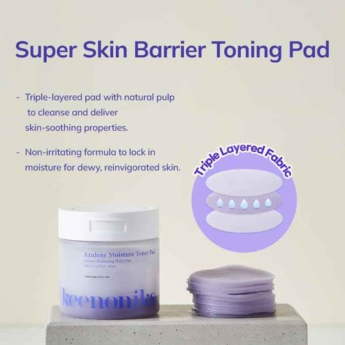 keenoniks Moisture Recovery Toner Pads for Dry, Sensitive Skin – Soothes & Hydrates with Azulene & Chamomile – Korean Skincare - 80 Pads (5.07 fl oz)