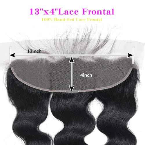 13x4 Lace Frontal Closure Body Wave Frontal Ear to Ear HD Lace Frontal Human Hair 100% Brazilian Virgin Human Hair Closure 16 Inch Frontals Hair Pieces for Women Free Part 150% Density