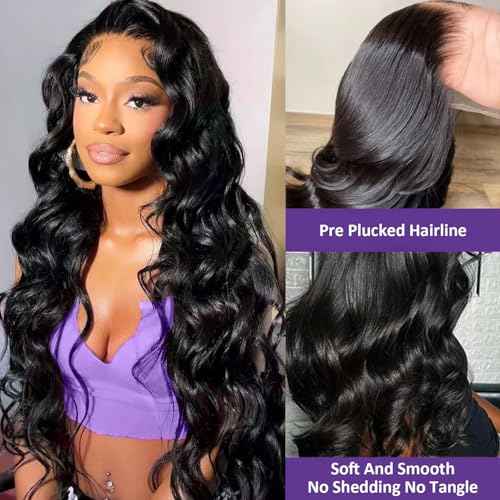 Zazumi 13x6 Body Wave Lace Front Wigs Human Hair 200 Density HD Transparent Lace Frontal Human Hair Wig for Black Women Glueless Wigs 22 Inch