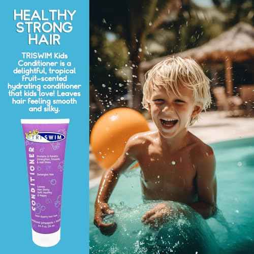 TRISWIM Kids Swim Suds & Conditioner Set 8.5 fl oz each | Natural Tear-Free 2-in-1 Shampoo Chlorine Removal & Body Wash with Detangler - Gentle Hair and Skin Care Solution for Active Kids