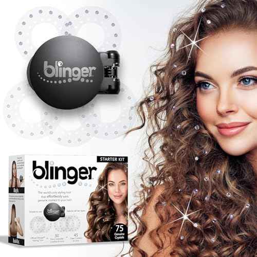 blinger¢ç Starter Kit | Women's Hair Styling Tool + 75 Precision-Cut Glass Crystals | Bling in Seconds! Bedazzling Multi-Faceted Gems | Hair-Safe ? Bling In Brush Out