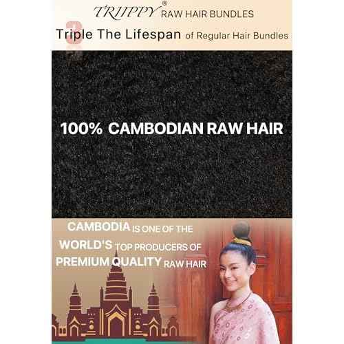 TRIIPPY Kinky Straight Bundles Human Hair,100% Real Raw Cambodian 4C/4A Blowout Hair Sew-In Weave Single Bundle,Triple The Lifespan Over Regular Virgin Hair,No.1 Raw Hair Brand On Amazon(20 Inch)