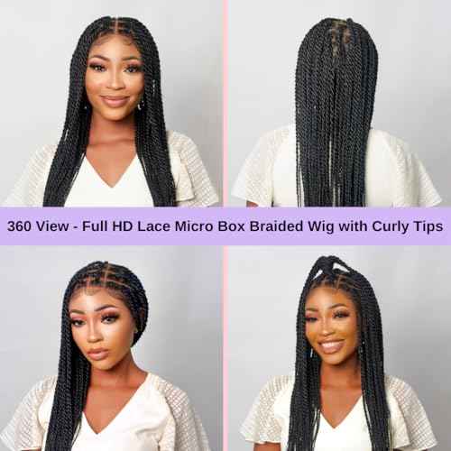 Wow Braids 18" Full 360 HD Transparent Lace Front Medium Knotless Twist Wig with Baby Hair - Synthetic hand-made box braids wig for black women
