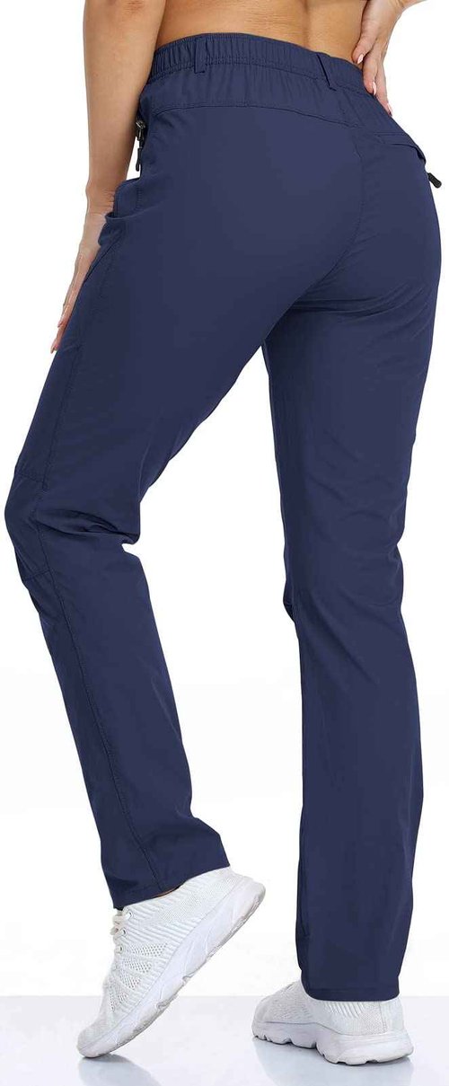 SPOSULEI Travel Pants Womens Golf Quick Dry Lightweight Wrinkle Free Stretch Spandex Nylon Pants with Zipper Pockets Darkblue