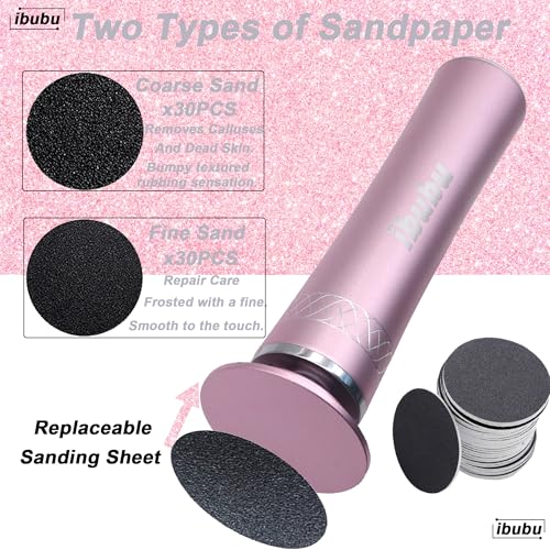 Upgrade Electric Feet Callus Remover Professional Powerful Foot File Pedicure Grinder Sanders 24V Power 1200RPM Speed Adjustable for Dead Dry Crack Skin Calluses (Pink)