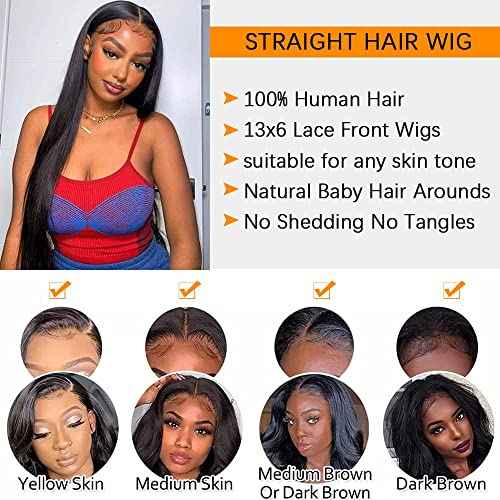CHEETAHBEAUTY 13x6 Lace Front Wigs Human Hair 20Inch HD Transparent Lace Frontal Wigs 220% Density Brazilian Virgin Straight Human Hair Wigs for Women Pre Plucked with Baby Hair Natural Color