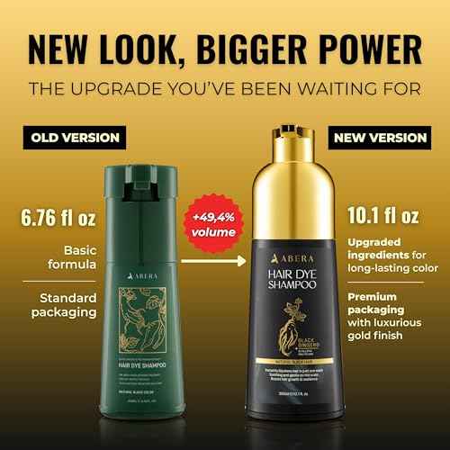 ABERA Hair Dye Shampoo, Black Hair Color for Grey Hair Coverage for Women and Men, One-wash Hair Blackening Treatment with Natural Dark Color (10.1 Fl. Oz.)