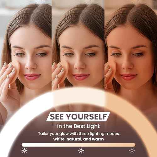 Smart 9" LED Light Makeup Mirror, Rechargeable, 1X/10X Magnifying Vanity Mirror with 3 Color Lights, Height Adjustable, Large Tall 360¡Æ Swivel Double Sided Standing Travel Mirror (Nickel)