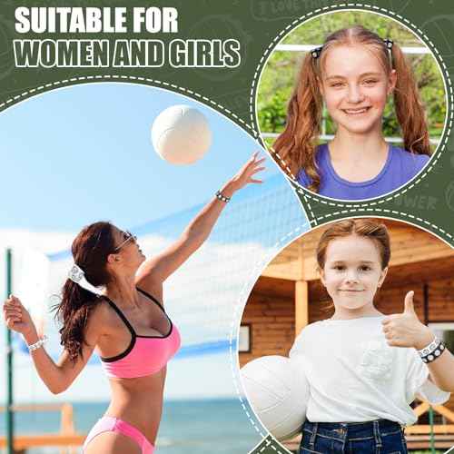 Hanaive 20 Pcs Volleyball Hair Ties Hair Accessories Ponytail Holders Bracelets No Crease Ribbon Volleyball Gifts for Team Girls Women Player(Black, White)