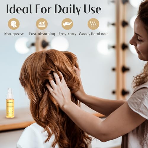 Hair Oil with Argan Oil, Coconut Oil, Olive Oil, Vitamin E for Nourish Hair, Smooth Frizz, Add Shine, Hair Treatment Oil for Women Men Frizzy Damaged Fine Curly Hair, Leave-in, 2Pack