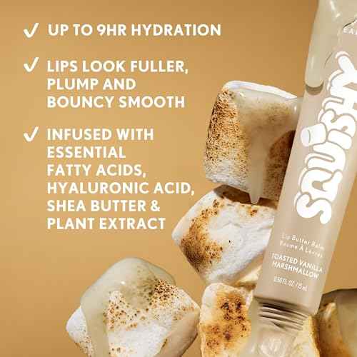 COVERGIRL Clean Fresh Squishy Glaze Lip Butter Balm, Flavored, Non-Sticky, with Vitamin E & Shea Butter ? 140 Toasted Vanilla (Sheer Beige)