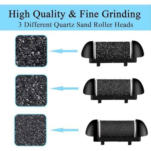 Extra Coarse 3 Refill Rollers for Electric Feet Callus Remover BK-506, Replacement Rollers Heads Foot Care Pedicure Tools 3 Pack- 1 Extra Coarse, 1 Regular Coarse, 1 Gentle Coarse Refill Rollers