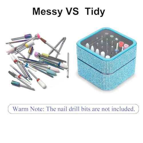 Nail Drill Bits Holder Case- 30 Holes Dustproof Rhinestone Nail Bits Box Efile Displayer Organizer Container for Manicure Tools