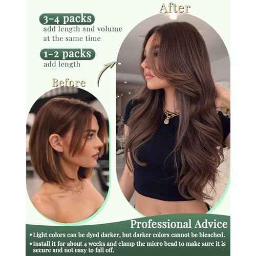 Ugeat Micro Ring Hair Extensions for Long Length 24 Inch Platinum Blonde Micro Beads Real Human Hair Extensions Flexible Microloop for Natural Looking 50S 50S