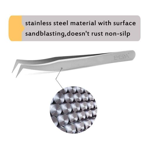 EMEDA Eyelash Extension Tweezers for Volume Lashes Professional Precision Stainless Steel VETUS 6A-SA Mega Curved Tips Flat Tweezer Tools for Individual Eye Lash Extensions Fan Supplies