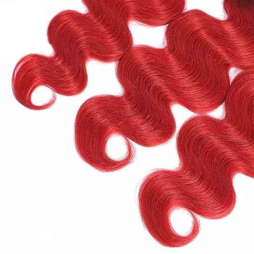 Red Body Wave Bundles Braight Red Human Hair Bundles 18 18 18 Inch Grade 8A Peruvian Virgin Remy Hair 3 Bundles Double Weft Burgundy Hair Extensions