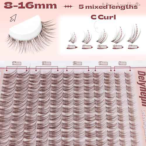Brown Lash Clusters Wispy Natural Eyelash Clusters C Curl Cluster Eyelash Extensions Pesta?as Postizas Naturales 8-16mm Individual Lashes DIY Cluster Lashes at Home