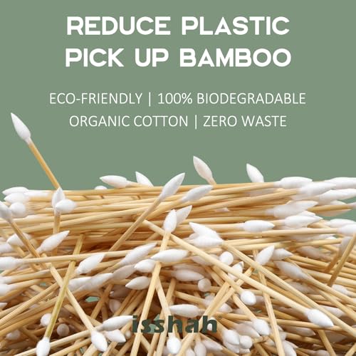 Gun Cleaning Swabs, Double-Ended 6'' Pointed Tip, Biodegradable Bamboo Cotton Buds 500 Count