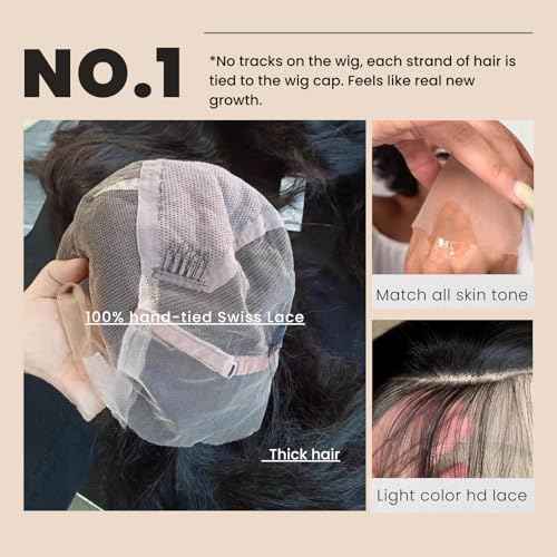 Full Lace Human Hair Wigs Straight HD Transparent Lace Pre Plucked Handmade Whole Lace Wig 12A Brazilian Virgin Remy Hair 180% Density Full Lace Wig Natural Black 8 Inch