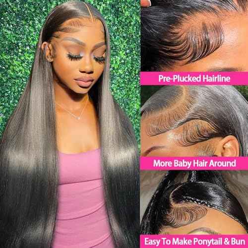 22 Inch Lace Front Wigs Human Hair 200 Density 13x4 HD Lace Front Wigs Human Hair Pre Plucked Glueless Wigs Human Hair for Women Straight Lace Frontal Wigs Natural Color