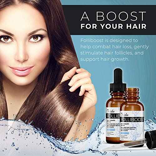 Tricho Labs Folliboost Hair Growth Serum - Natural-Based Formula w/Biotin & Peppermint Oil - Hair Care for Thicker & Fuller Hair - 2oz, 3-Pack