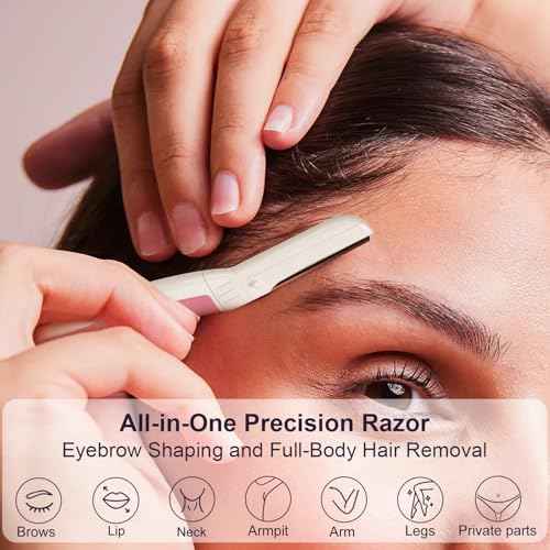 Dermaplane Razor for Women Face, Eyebrow Razor, Face Razors for Women, Dermaplaning Tool, Travel Essentials, (9 pcs, Pearl Blush)